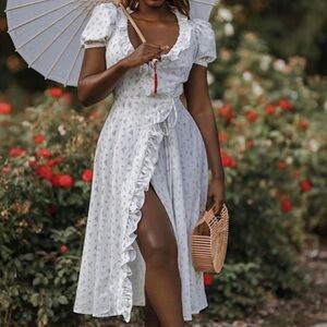 House of CB White Floral Midi Dress